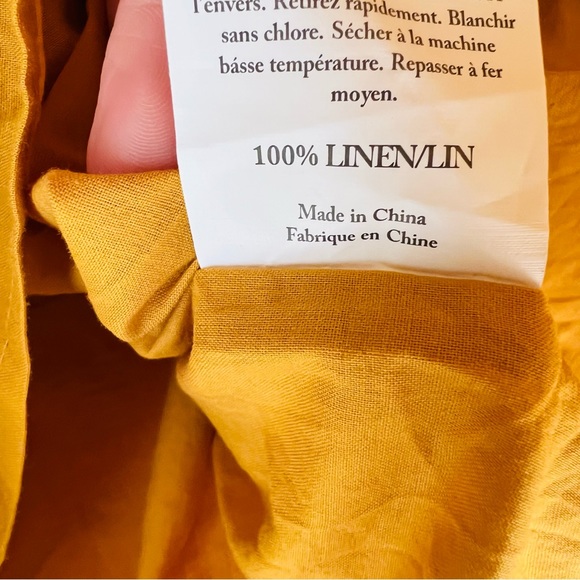 GRAE COVE Fallen Linen Relaxed Fit V-Neck Tiered Mini Dress in Yellow Size XXL - Picture 8 of 8